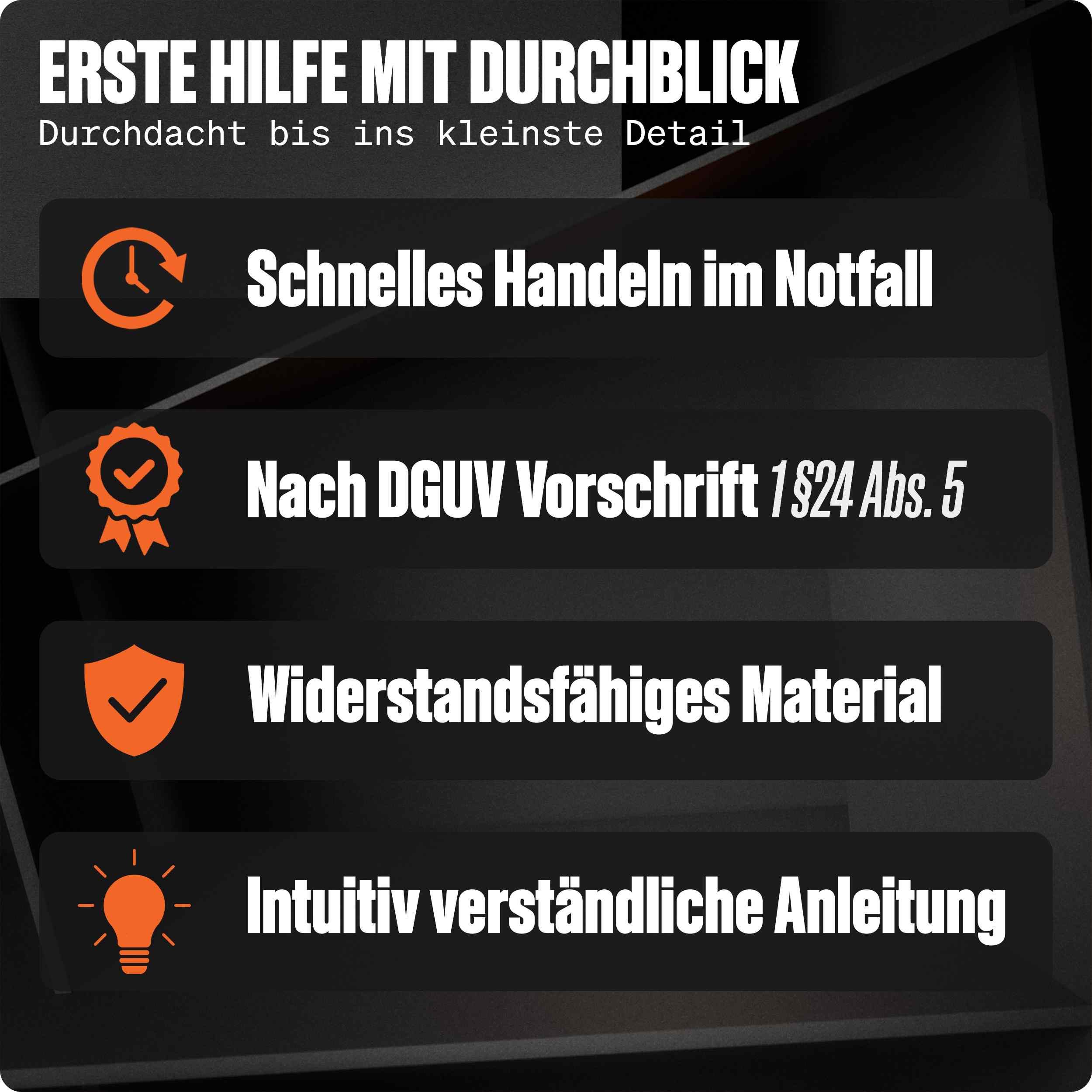 Erste Hilfe Plakat DGUV 277x420 mit übersichtlichen Symbolen, klaren Handlungsanweisungen und robuster Ausführung nach DGUV Vorschrift
