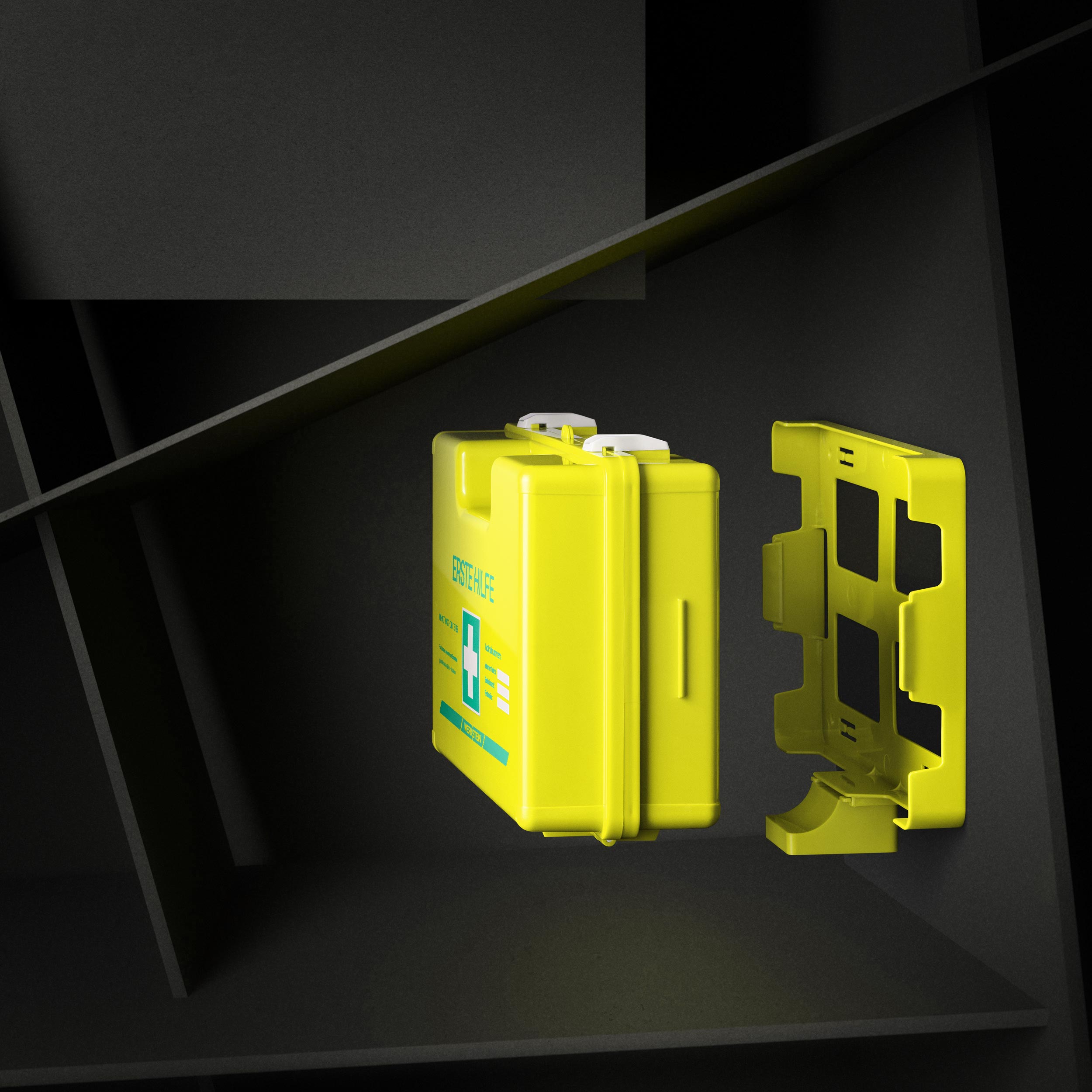 Herausnehmbarer  Erste-Hilfe-Koffer DIN 13157 in gelber Ausführung