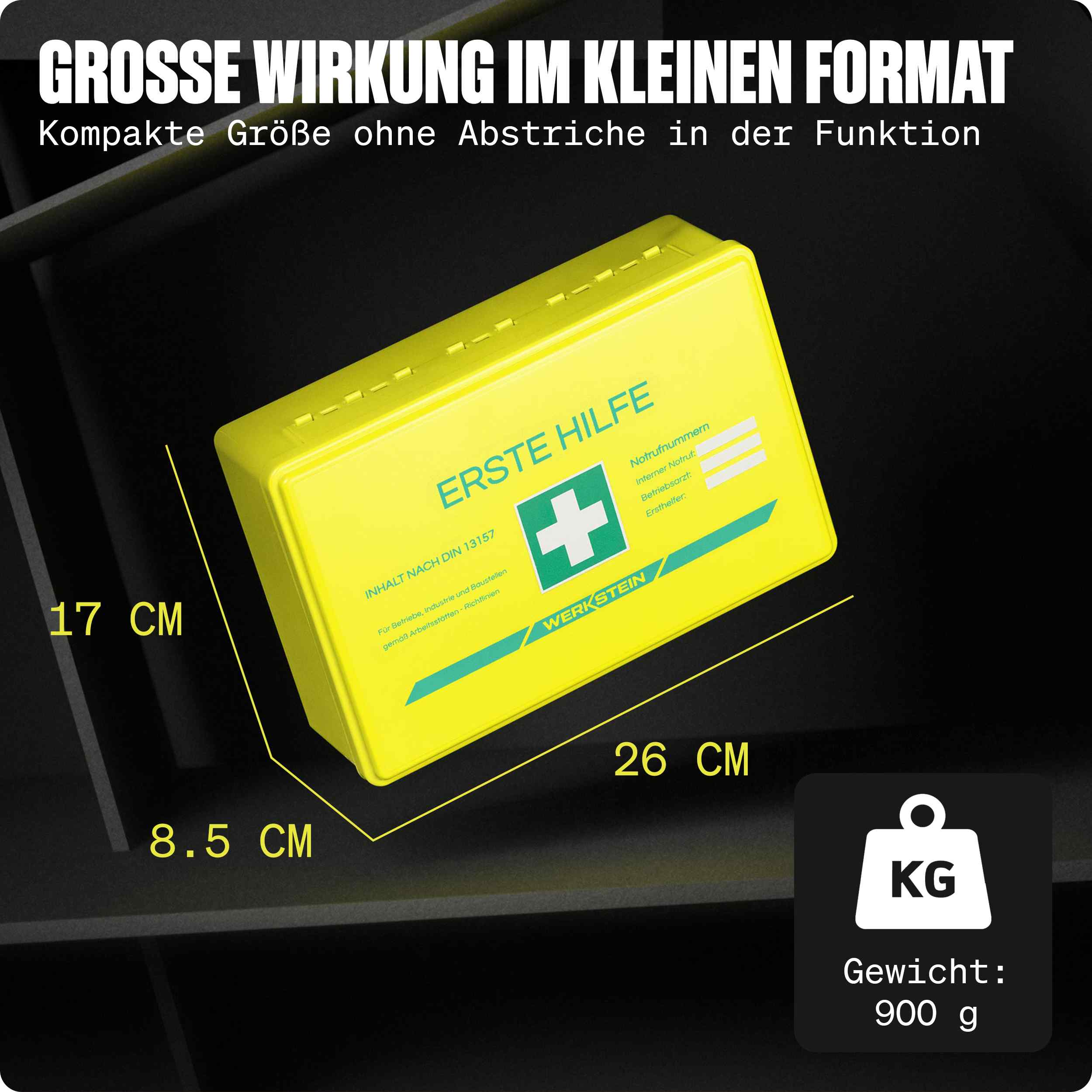 Erste Hilfe Verbandskasten DIN 13157:2021 Small Gelb kompakte Größe