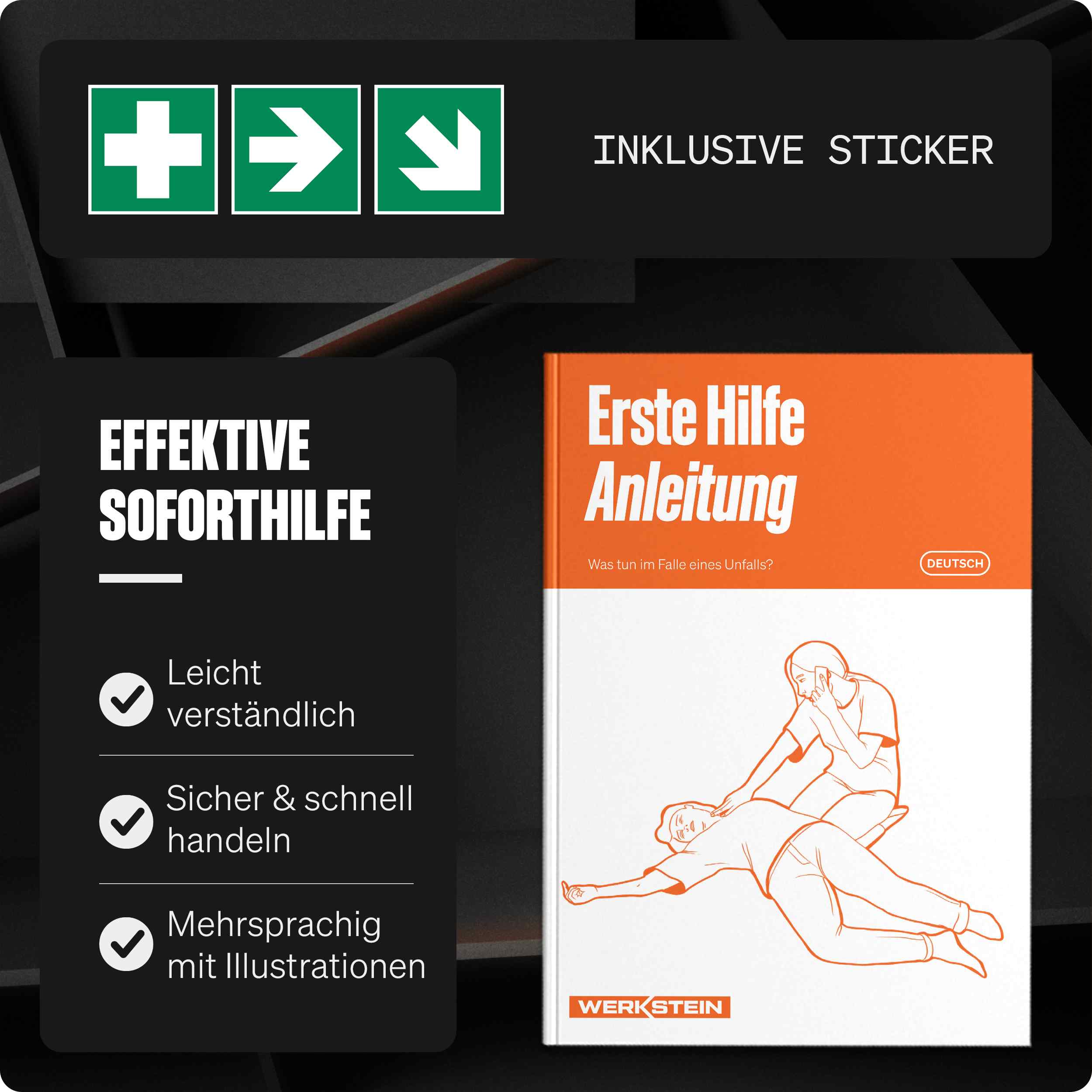 Erste Hilfe Verbandskasten DIN 13157:2021 Small Gelb mit Anleitung und Stickern