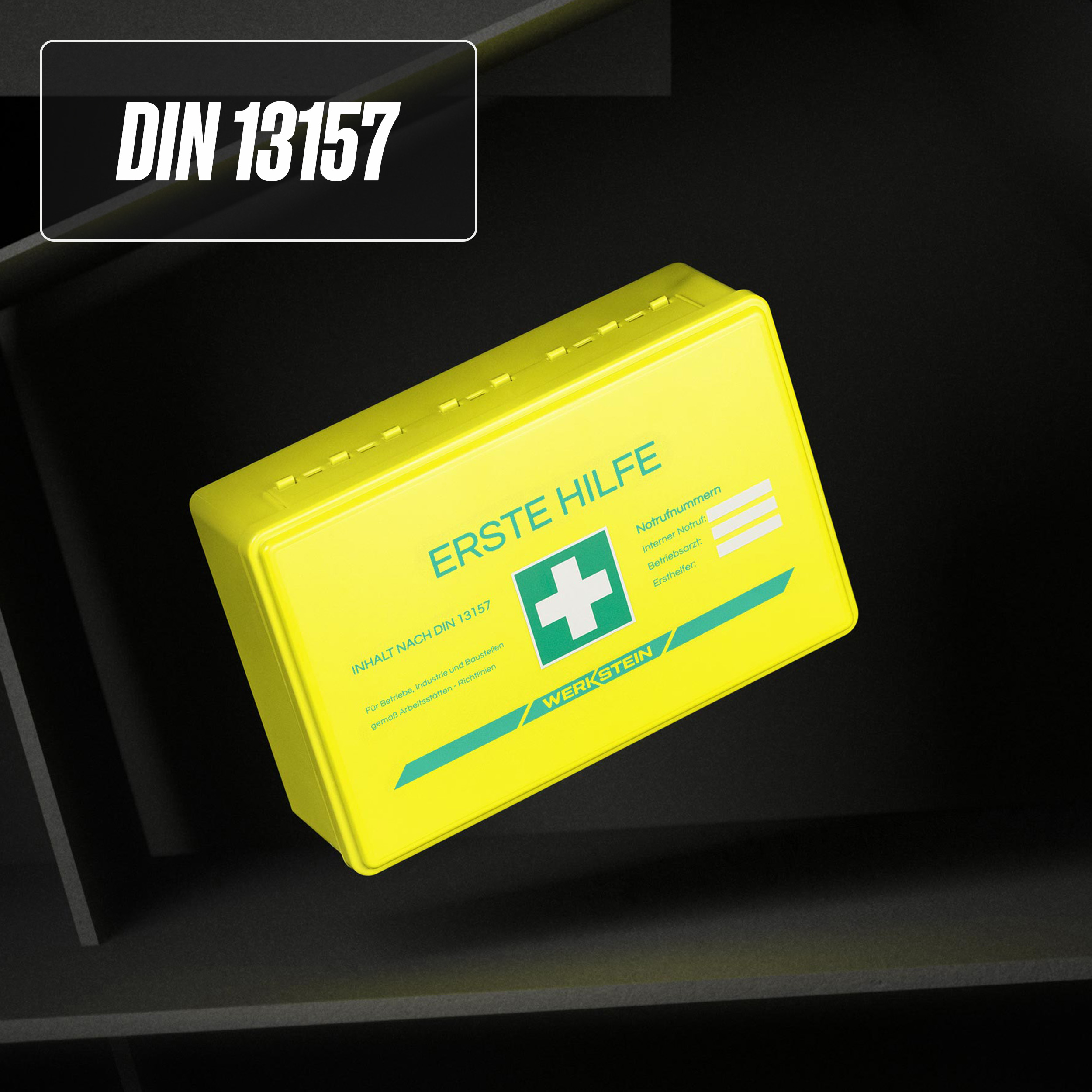 Hauptfoto - Kompakter Erste-Hilfe-Kasten nach DIN 13157 in Gelb